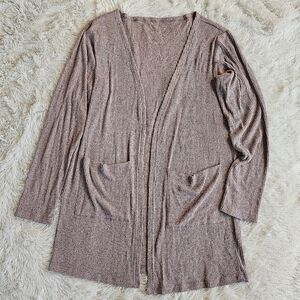 ZYIA Active Top Women XXL Cardigan Pink Ash Long Line Boyfriend‎ Pockets Sweater